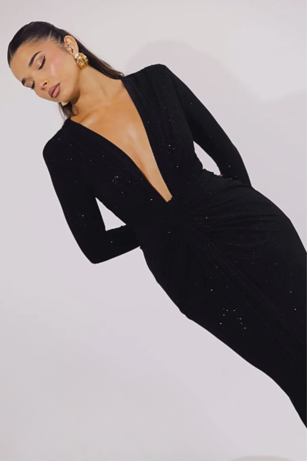 Robe Maxi V-Décolleté Paillettes
