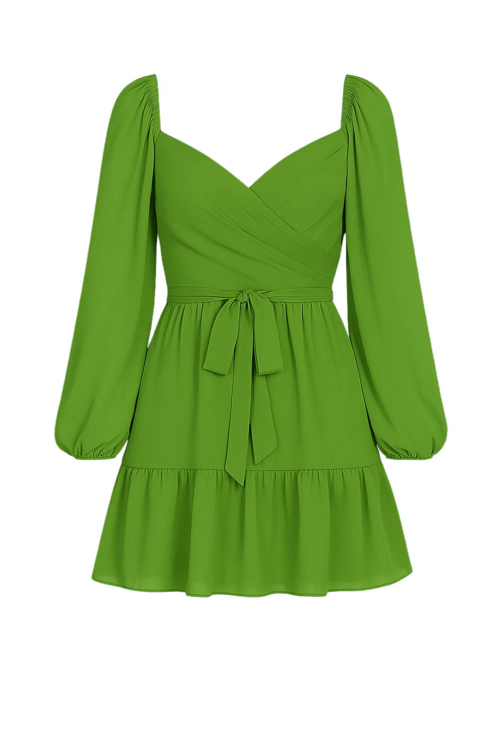 Robe Verte à Manches Bouffantes