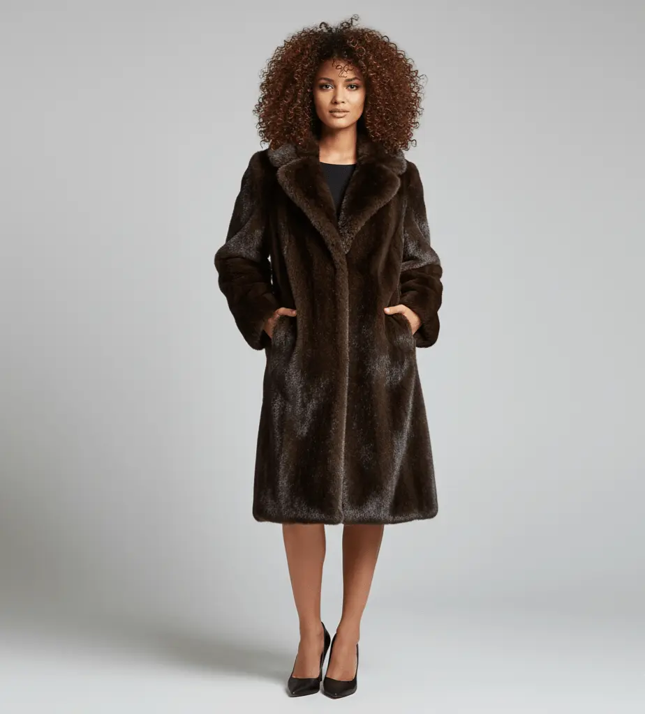 Manteau Fausse Fourrure - Joly Brun Épicé - Joly Period