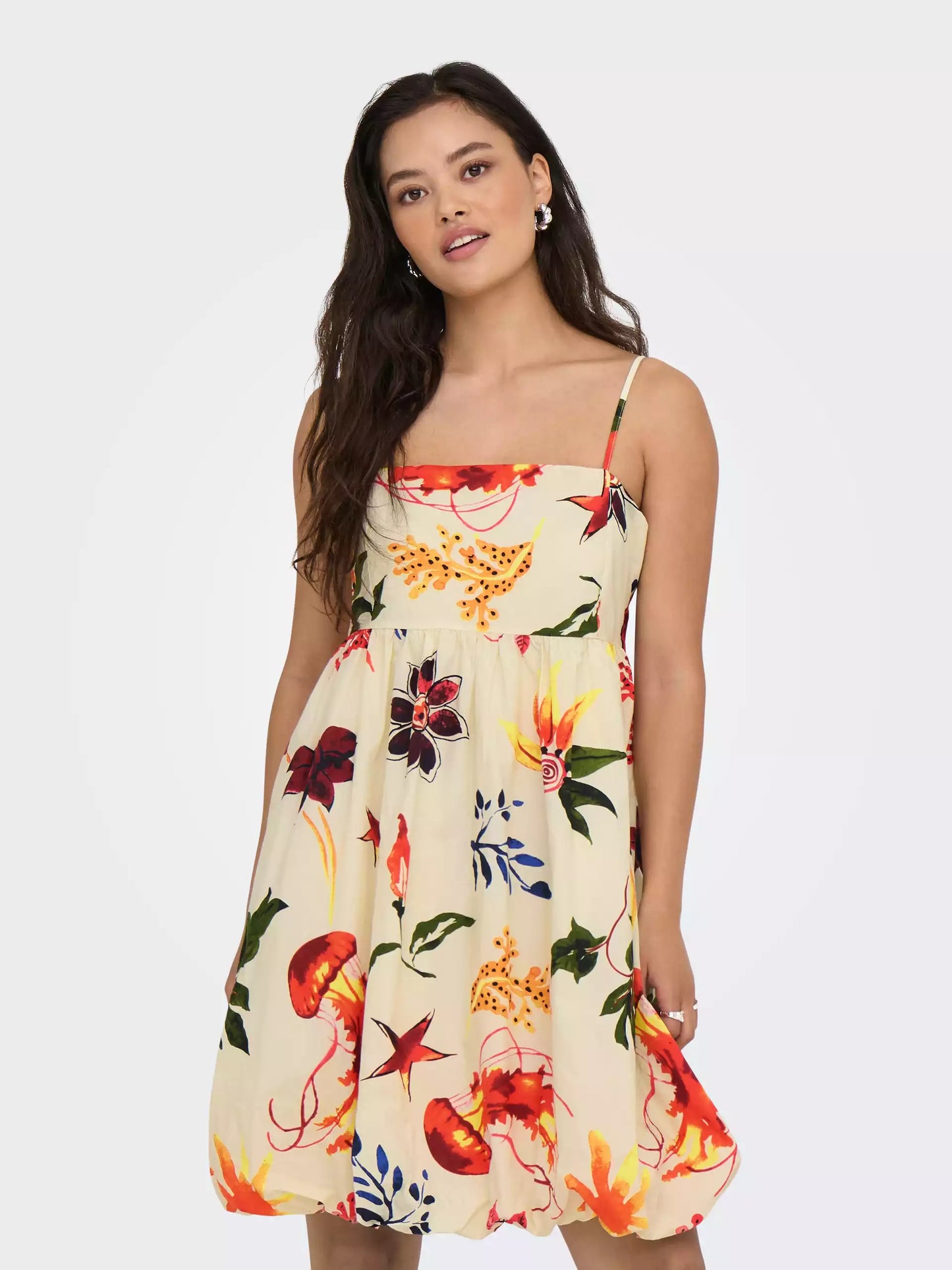 Robe ballon imprimée tropicale