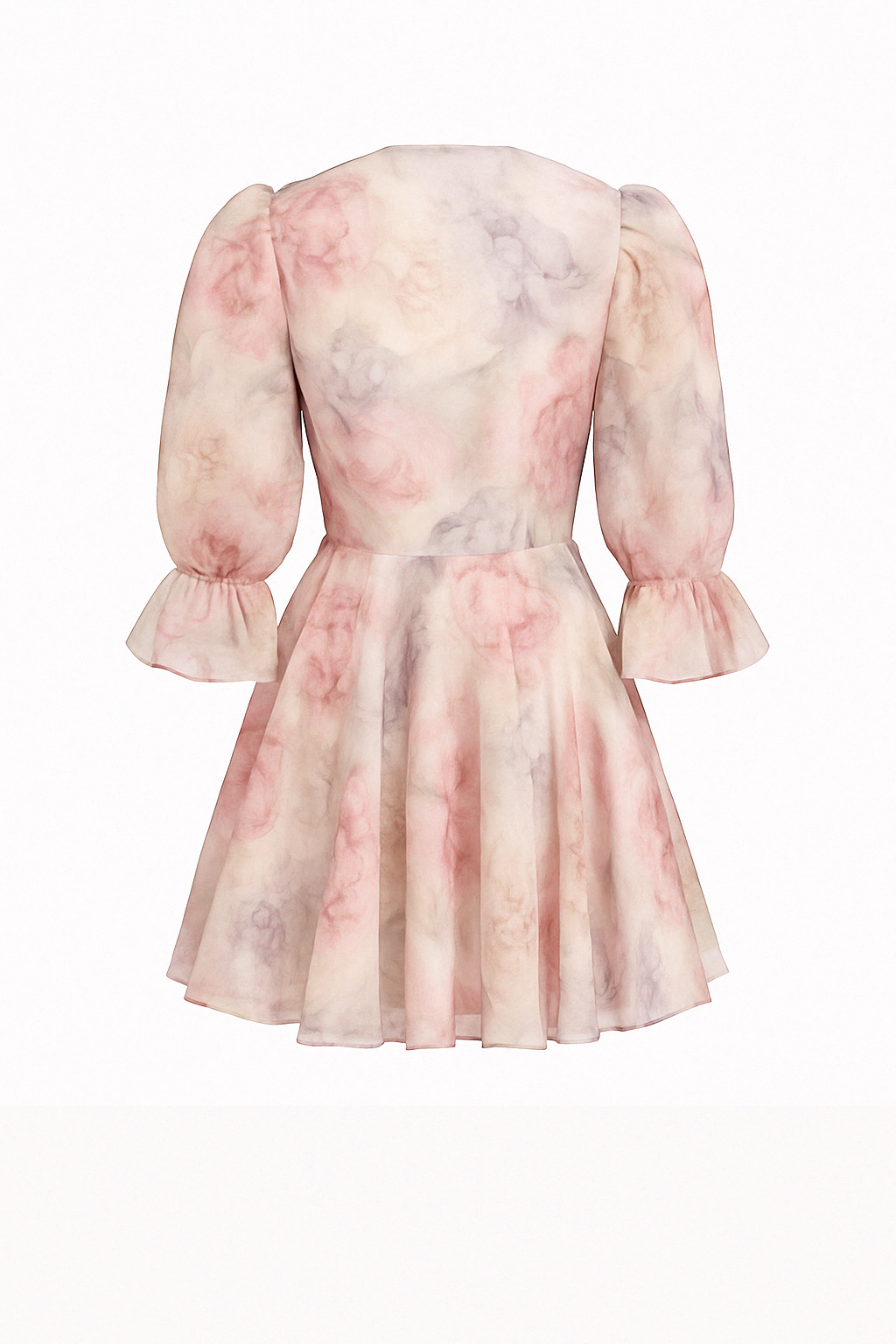 Robe fleurie à manches bouffantes