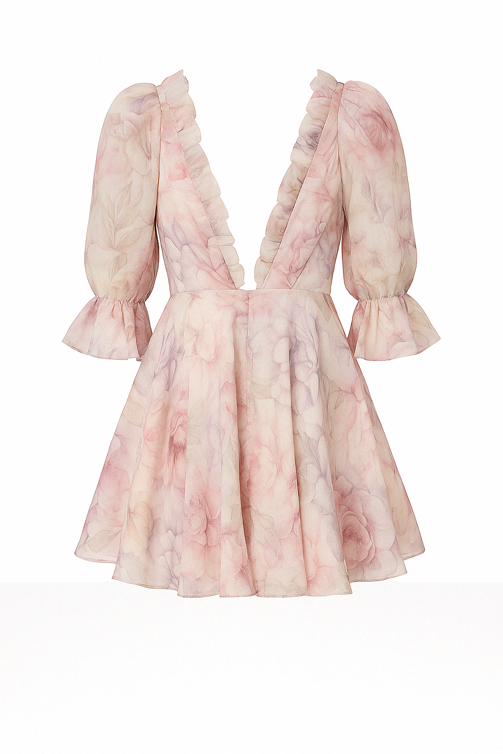 Robe fleurie à manches bouffantes