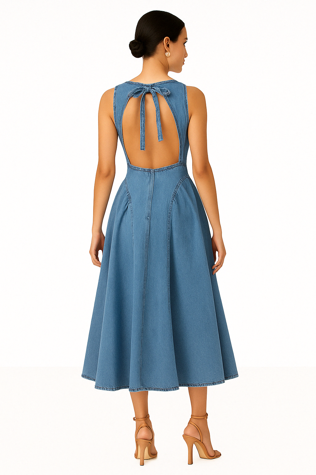 Robe en denim à dos ouvert