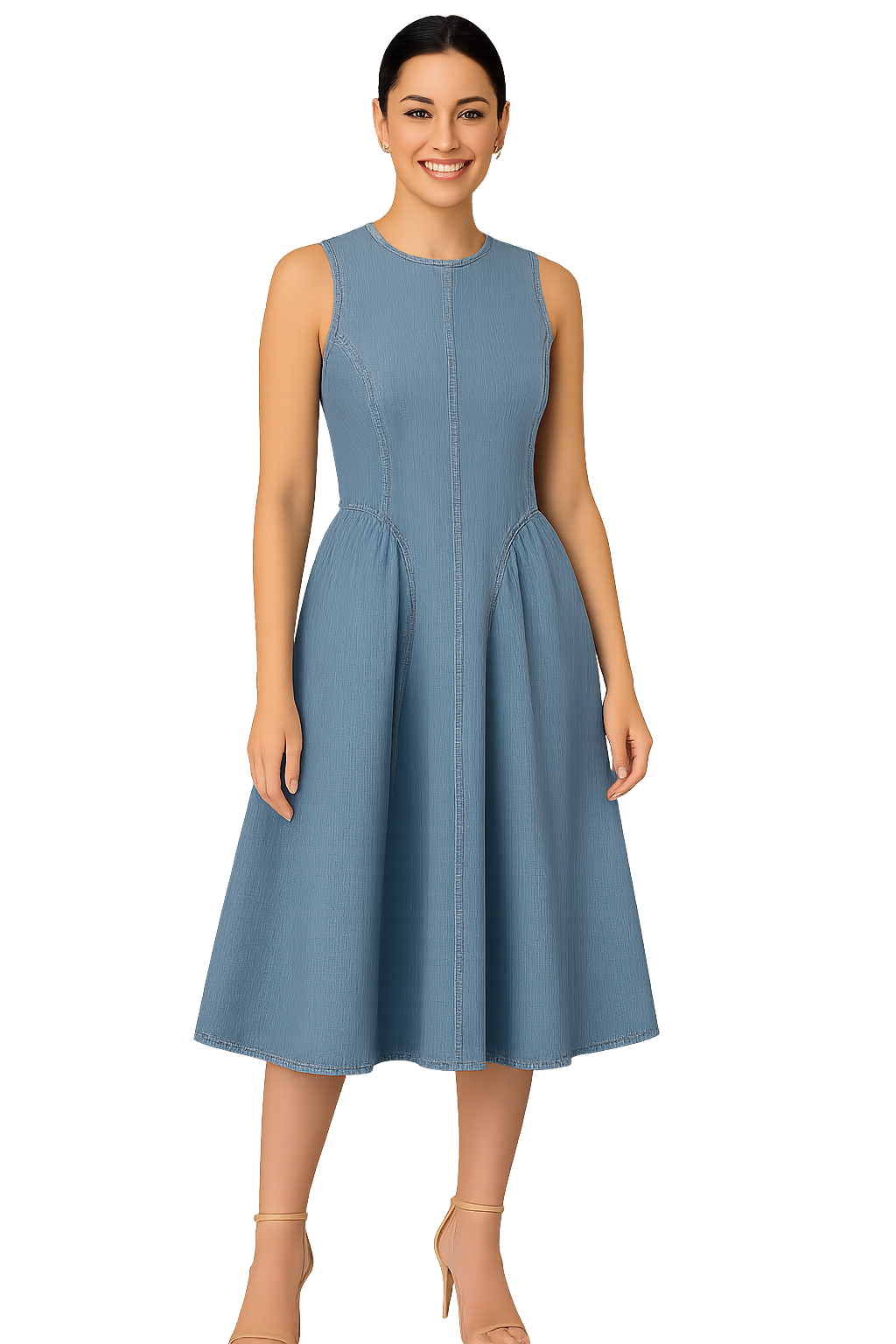 Robe en denim à dos ouvert