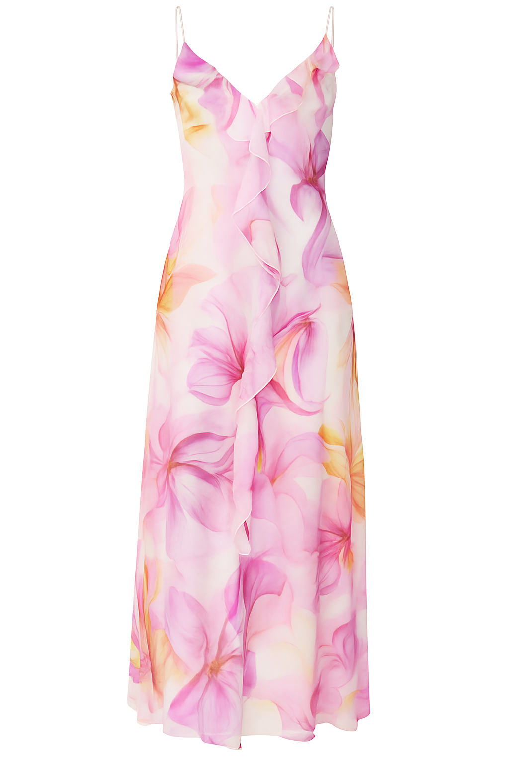 Robe Fleurie à Bretelles Satinées