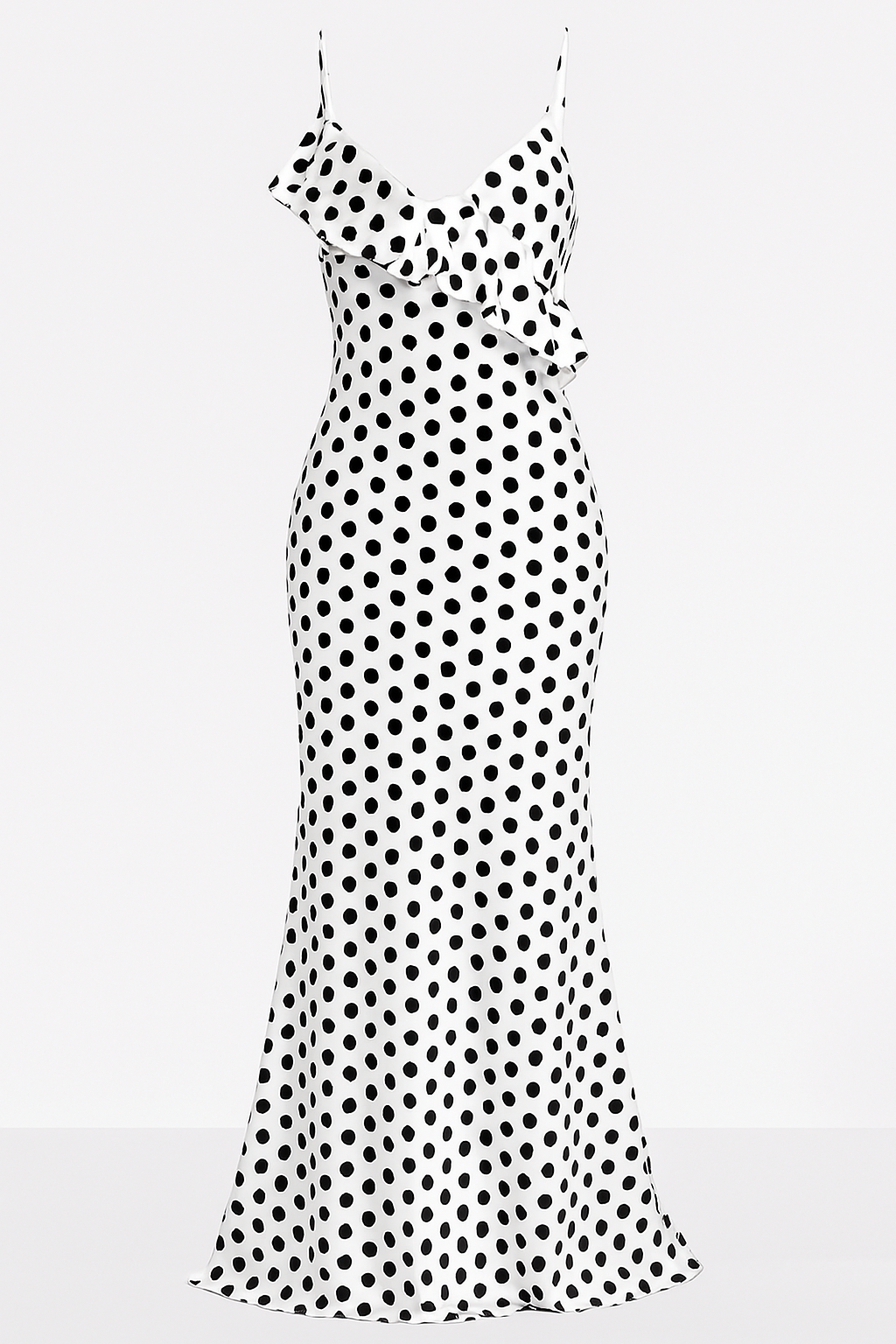 Longue Robe à Pois Noirs et Blancs