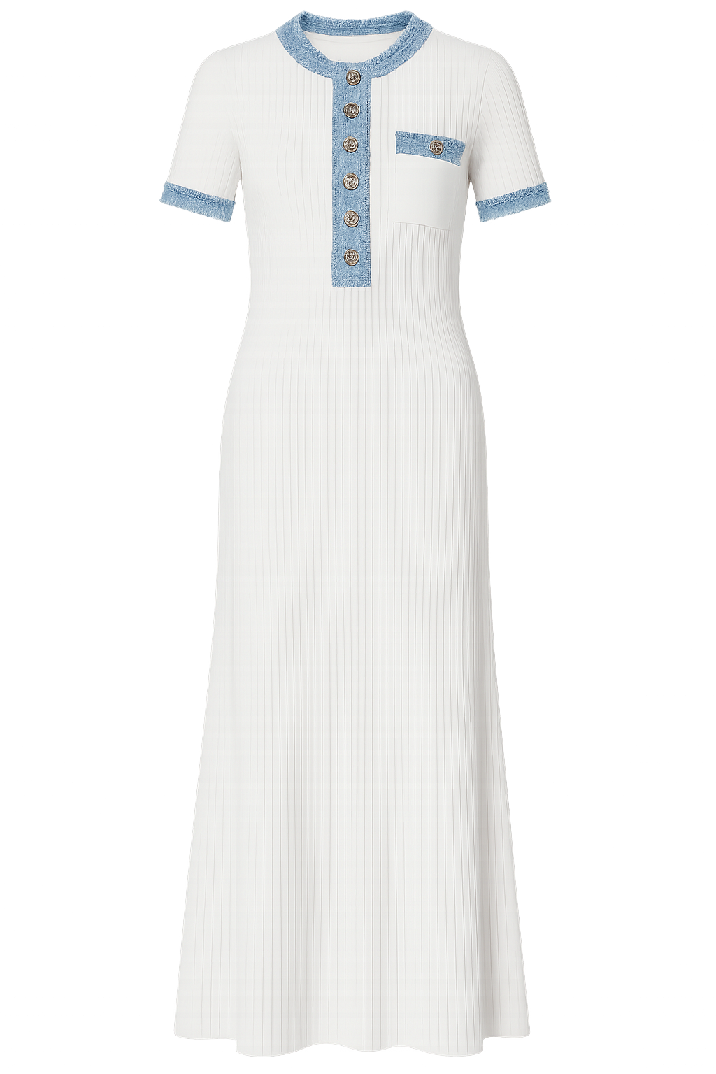 Robe midi en coton denim
