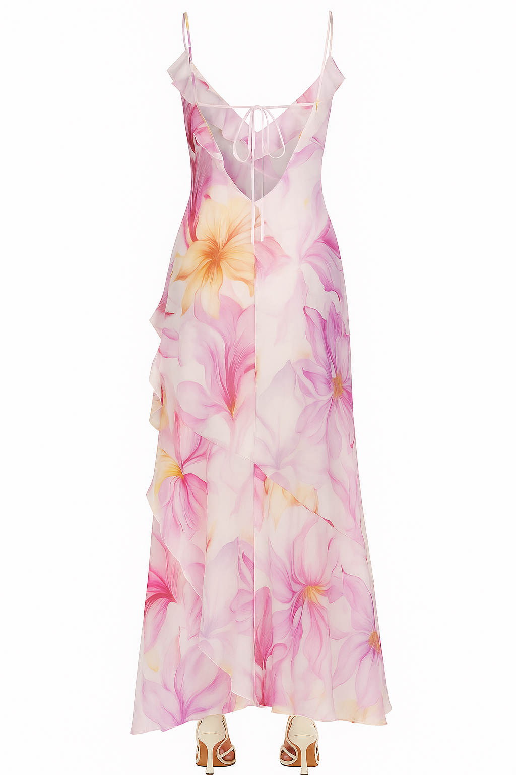 Robe Fleurie à Bretelles Satinées
