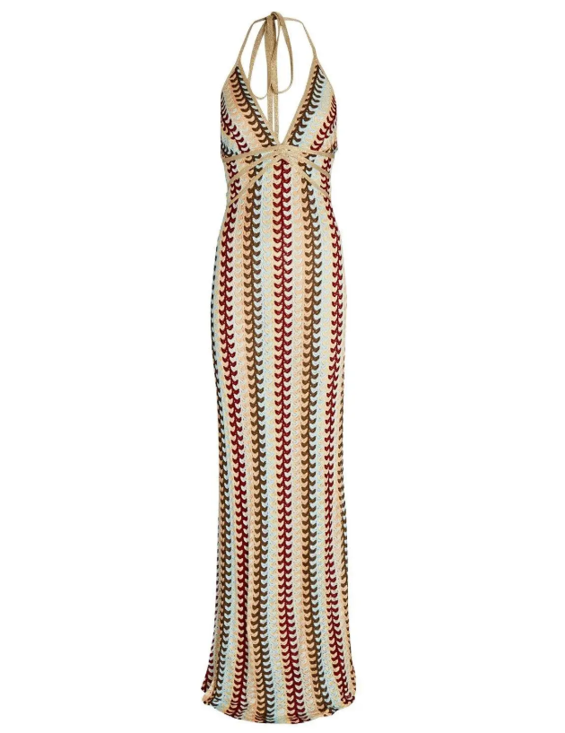 Robe Longue Colorée Chic en Maille