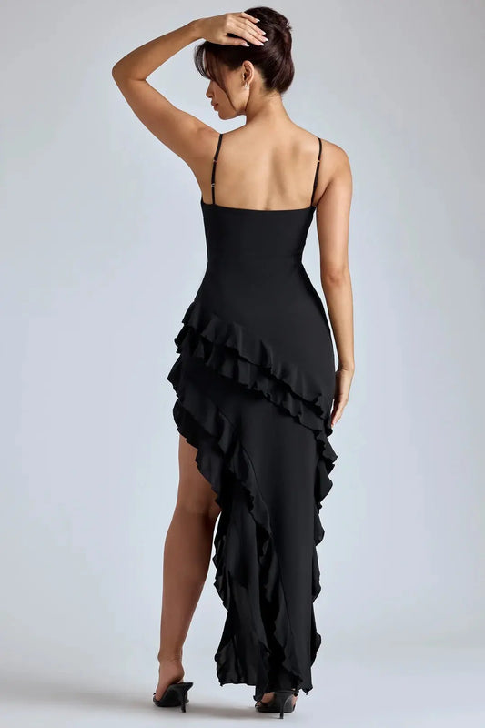 Robe Maxi à volants Noire - Joly Period