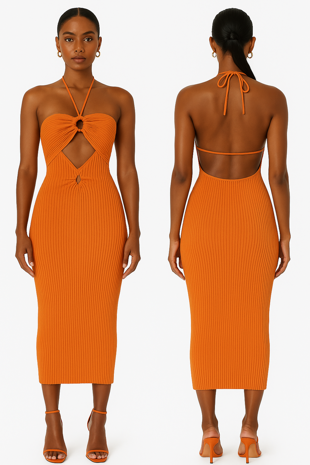 Robe Orange Croisée Élégante