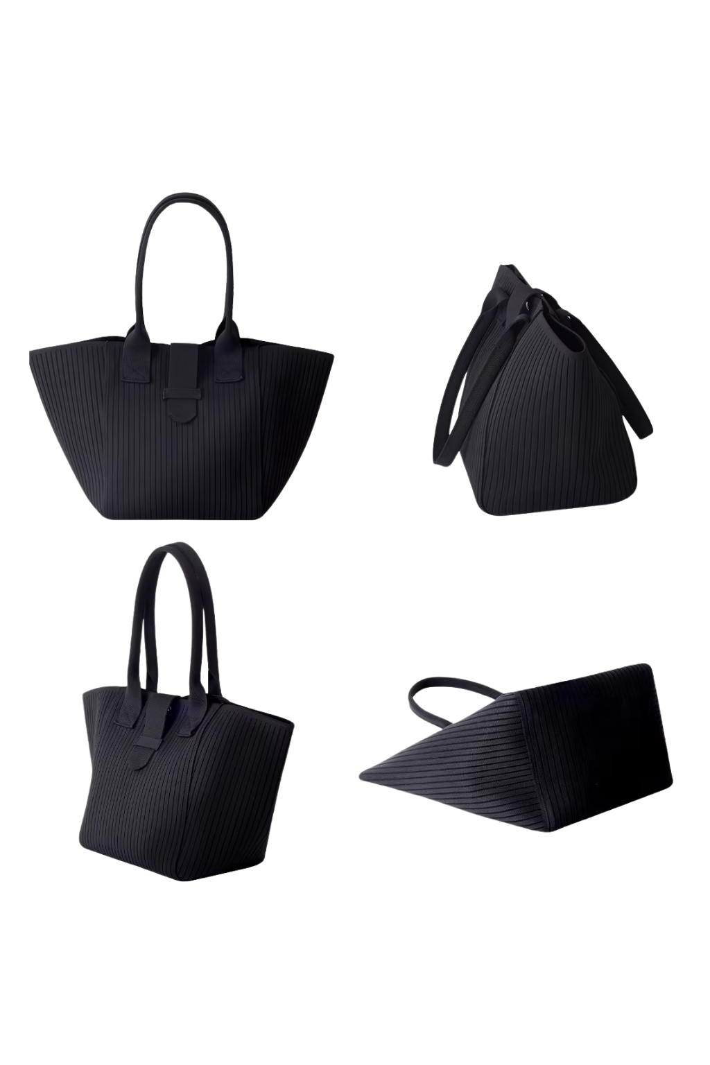 Sac Noir Élégant à Poignées en Cuir