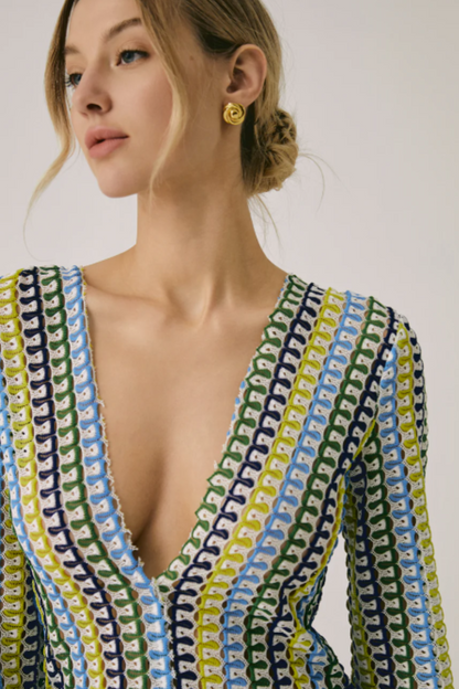 Robe longue colorée crochet