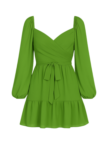 Robe Verte à Manches Bouffantes