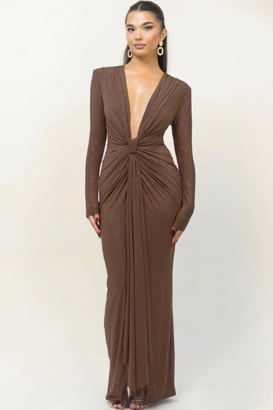 Robe Maxi V-Décolleté Paillettes