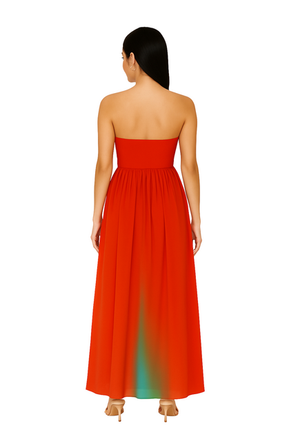 Robe longue dégradée avec bustier croisé