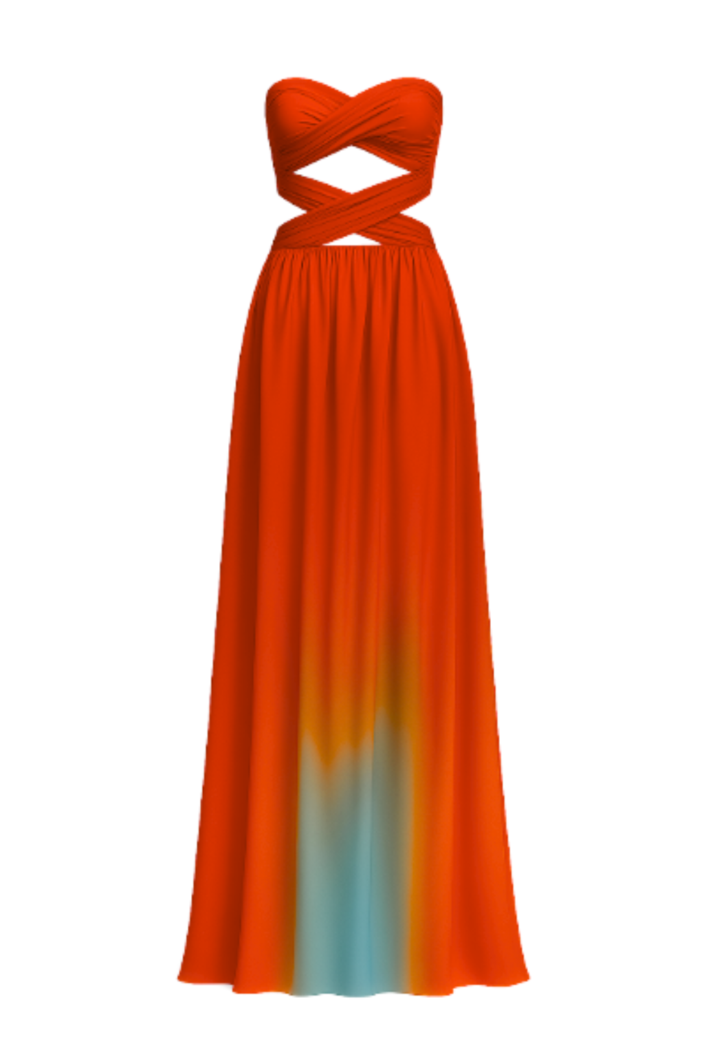 Robe longue dégradée avec bustier croisé