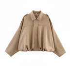 Veste Oversize en Suédine Kaki – Joly Vert Olive Joly Period