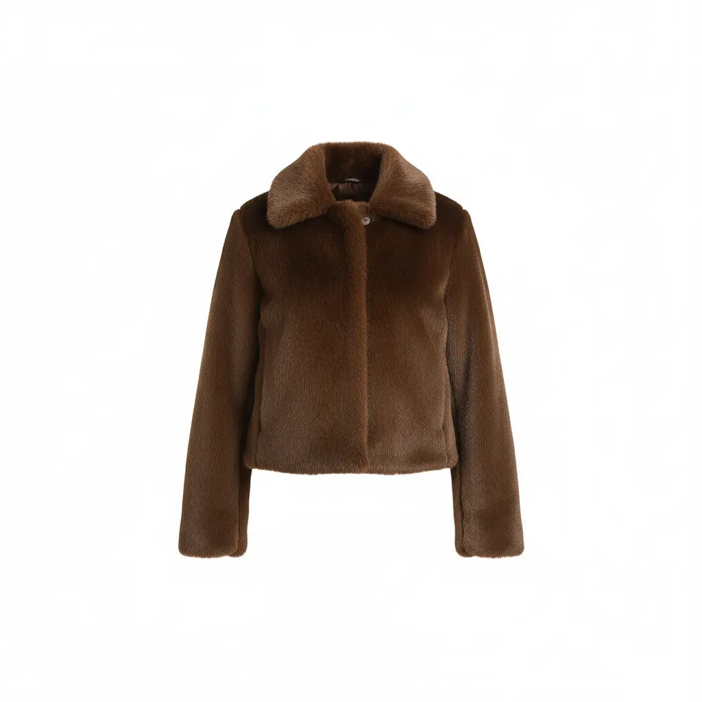 Manteau Court Fausse Fourrure  Marron - Joly Brun Épicé Joly Period