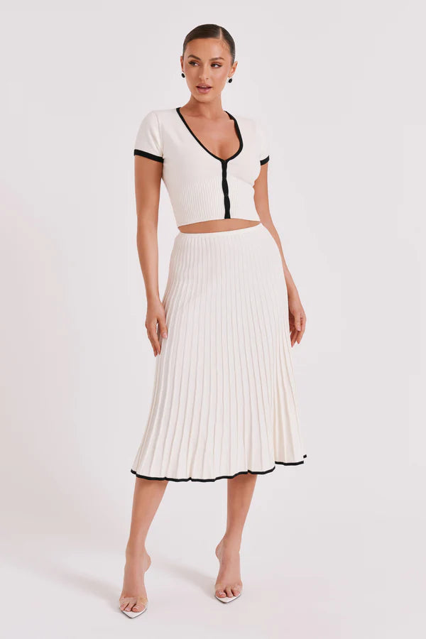Ensemble Crop Top  Jupe Plissée