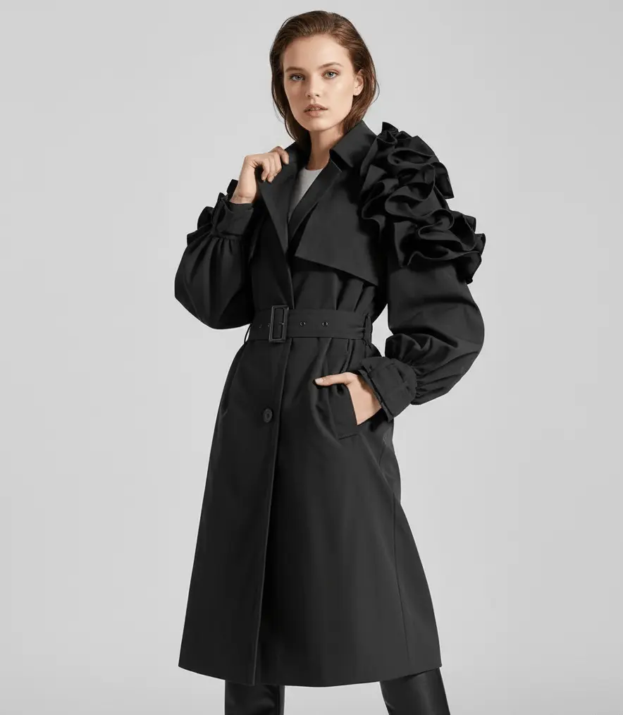Trench Haute Couture – Joly Volants Noir - Joly Period