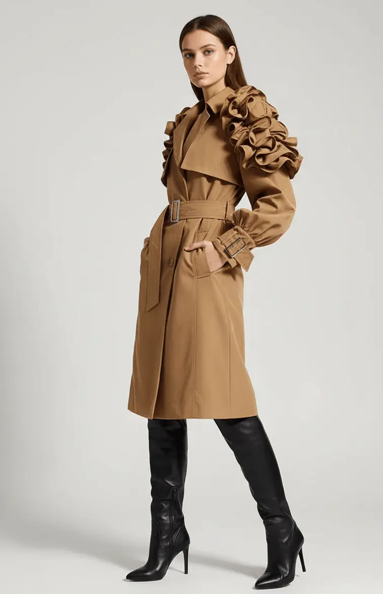 Trench Haute Couture – Joly Volants Noir - Joly Period