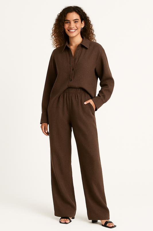 Ensemble en lin marron oversize