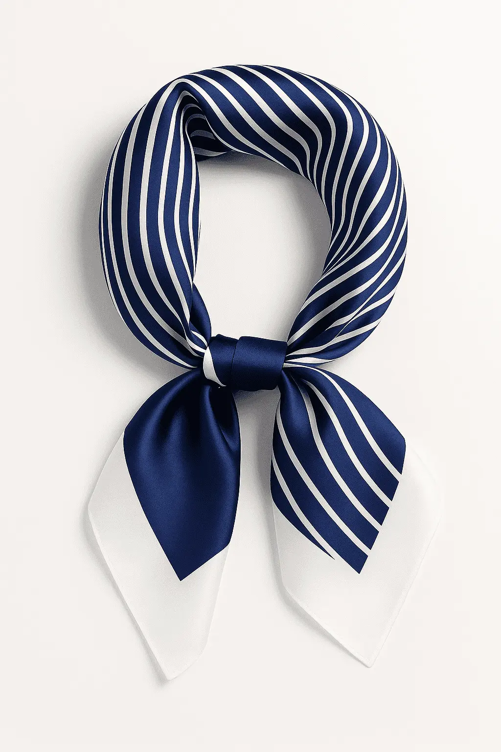 Foulard en Satin Bleu Marine à Rayures - Joly Period