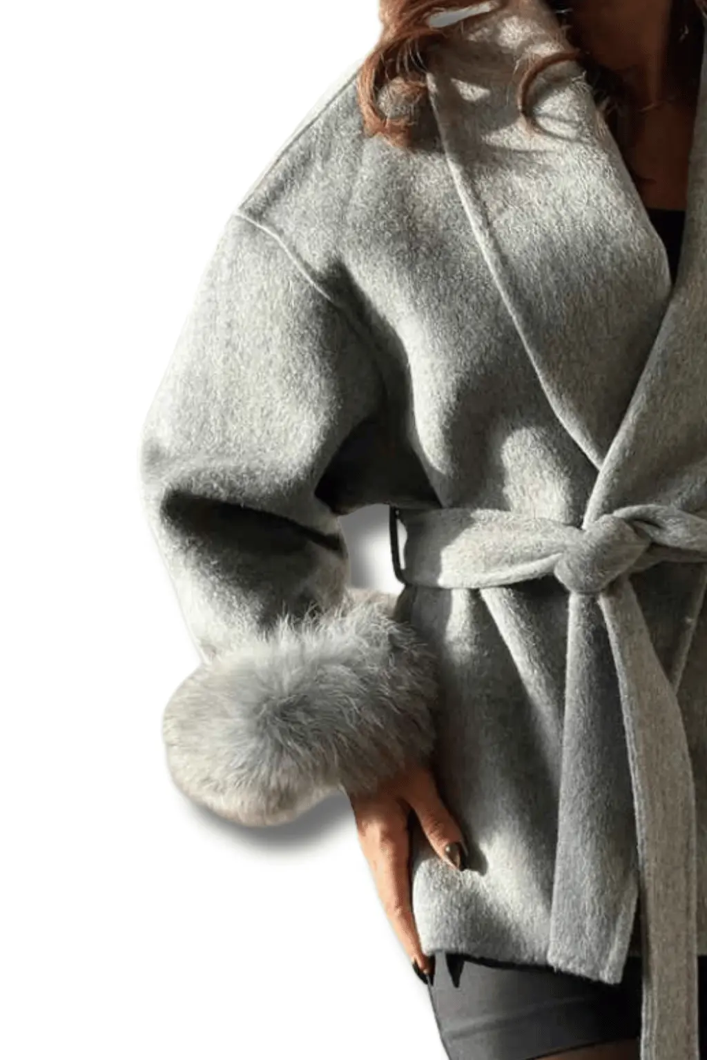 Manteau Court en Laine - Joly Gris Perle - Joly Period