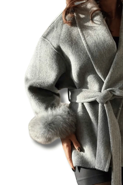 Manteau Court en Laine - Joly Gris Perle - Joly Period