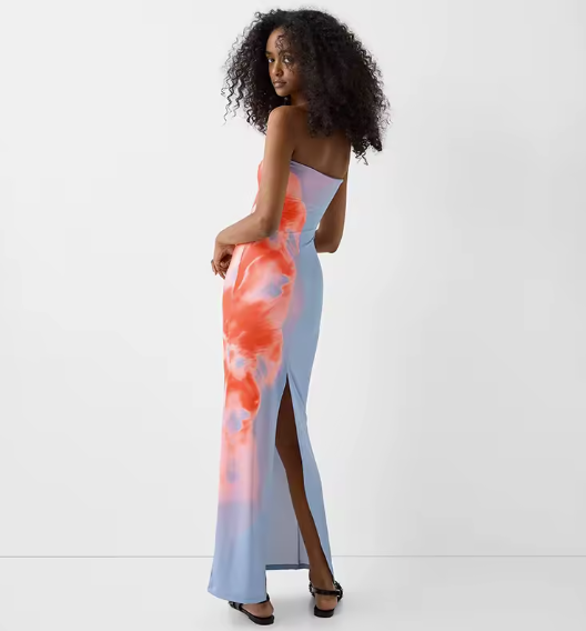 Robe longue bustier à fente dorsale