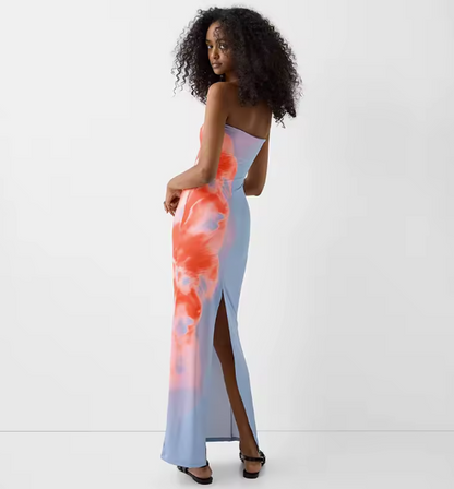 Robe longue bustier à fente dorsale