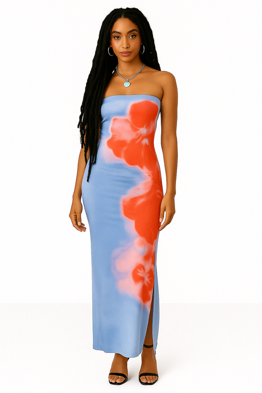 Robe longue bustier à fente dorsale