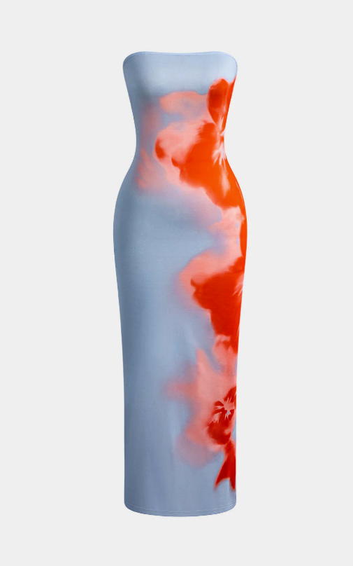 Robe longue bustier à fente dorsale