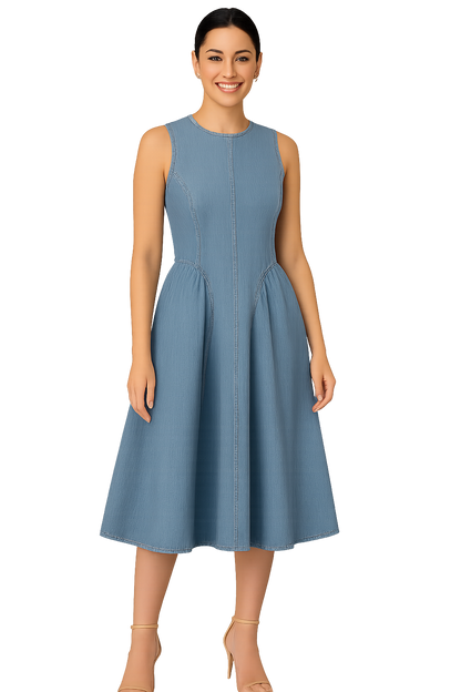 Robe en denim à dos ouvert