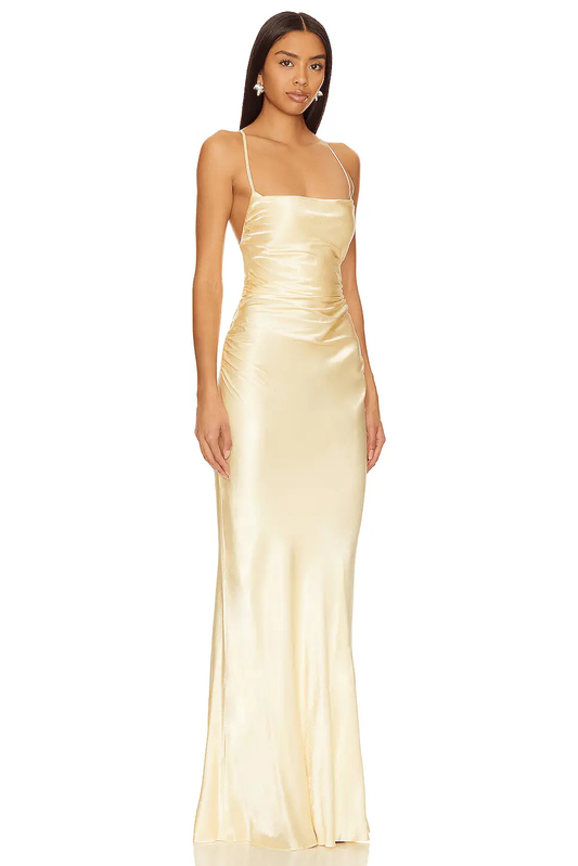 Robe Maxi Satinée Jaune - Joly Period