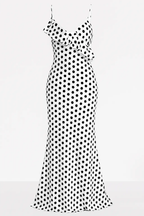 Longue Robe à Pois Noirs et Blancs - Joly Period