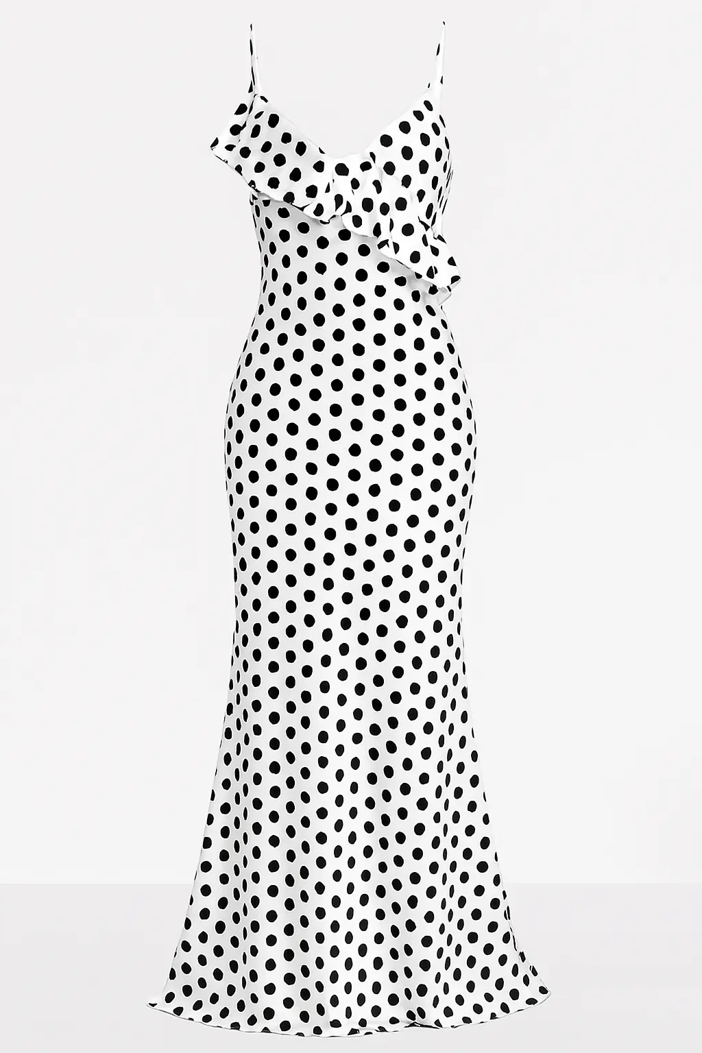 Longue Robe à Pois Noirs et Blancs - Joly Period