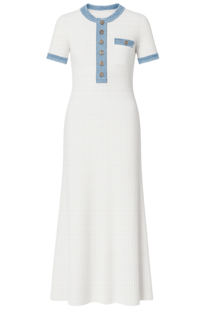 Robe midi en coton denim