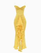 Robe Maxi à Volants Jaune - Joly Period