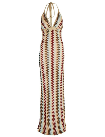 Robe Longue Colorée Chic en Maille