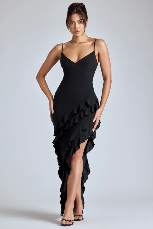 Robe Maxi à volants Noire