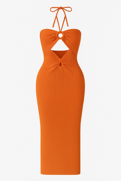 Robe Orange Croisée Élégante