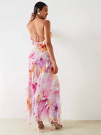 Robe Fleurie à Bretelles Satinées - Joly Period