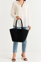 Sac Noir Élégant à Poignées en Cuir - Joly Period