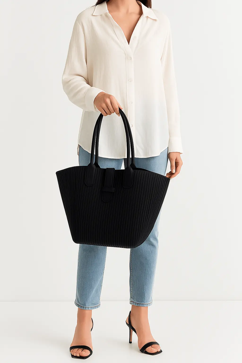 Sac Noir Élégant à Poignées en Cuir - Joly Period